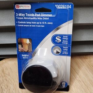 UtiliTech 3-Way Touch Pad Dimmer – Controls Lamps Up to 10 ft – NIB